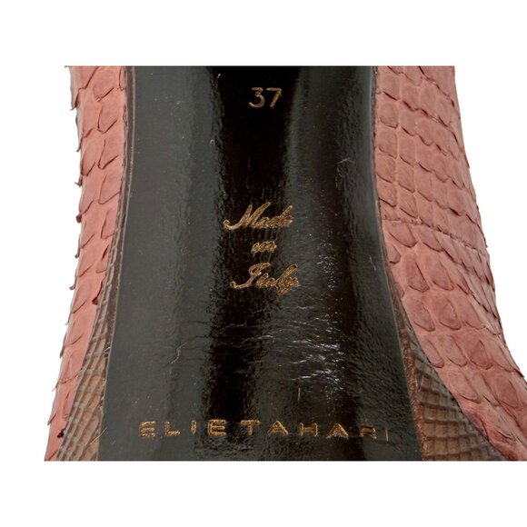 Elie Tahari Mika Antiqued Rose Python Platform Pumps | Luxury Minimalist 37/6.5 - Picture 16 of 16
